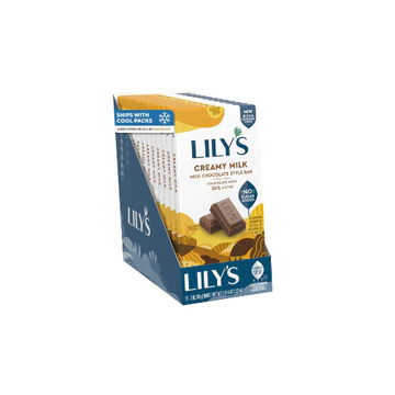LILY’S Milk Chocolate Bars – No Sugar Added, 3 oz (12 Count)